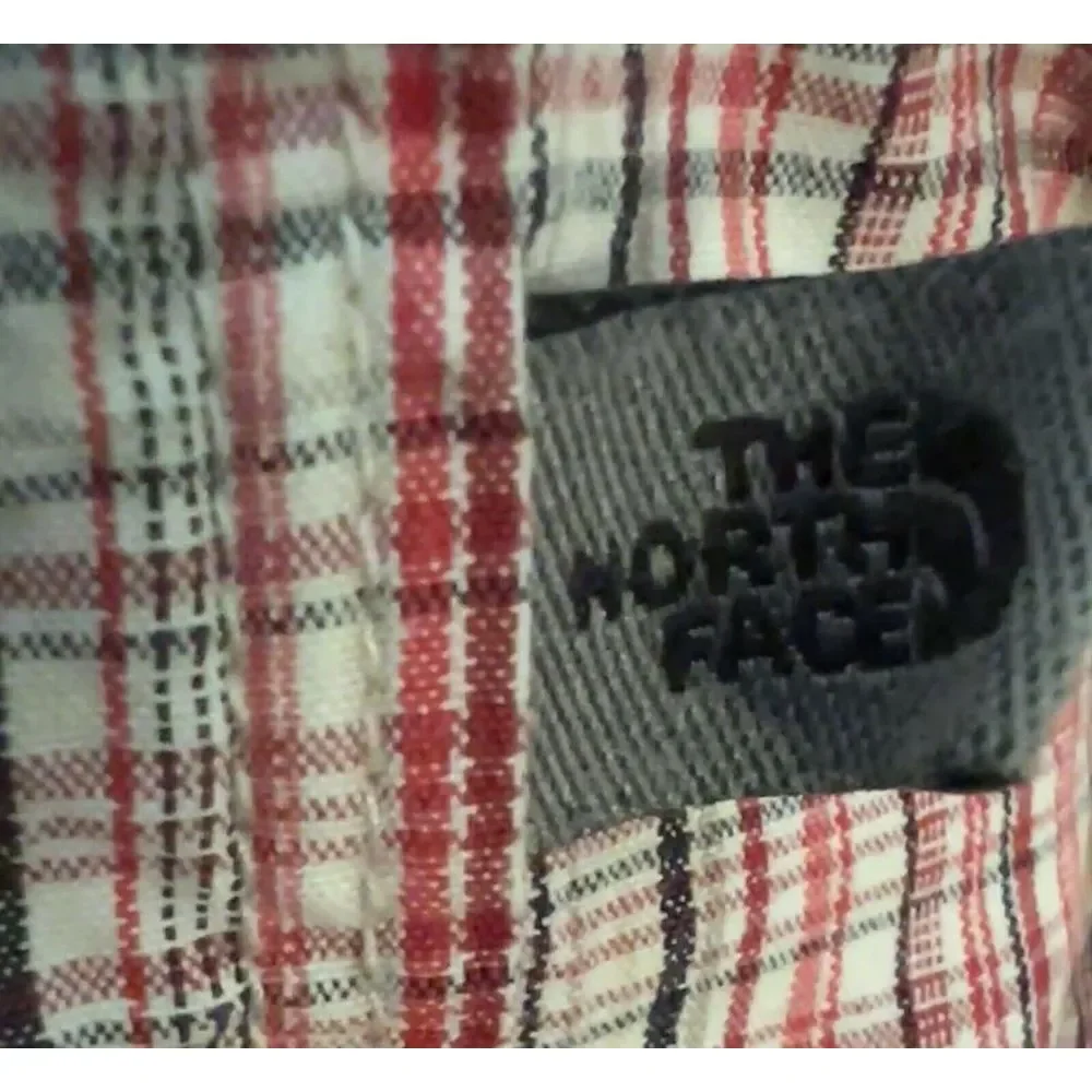 The North Face‎ Long Sleeve Button Lightweight Shirt Mens XL Red Beige Plaid